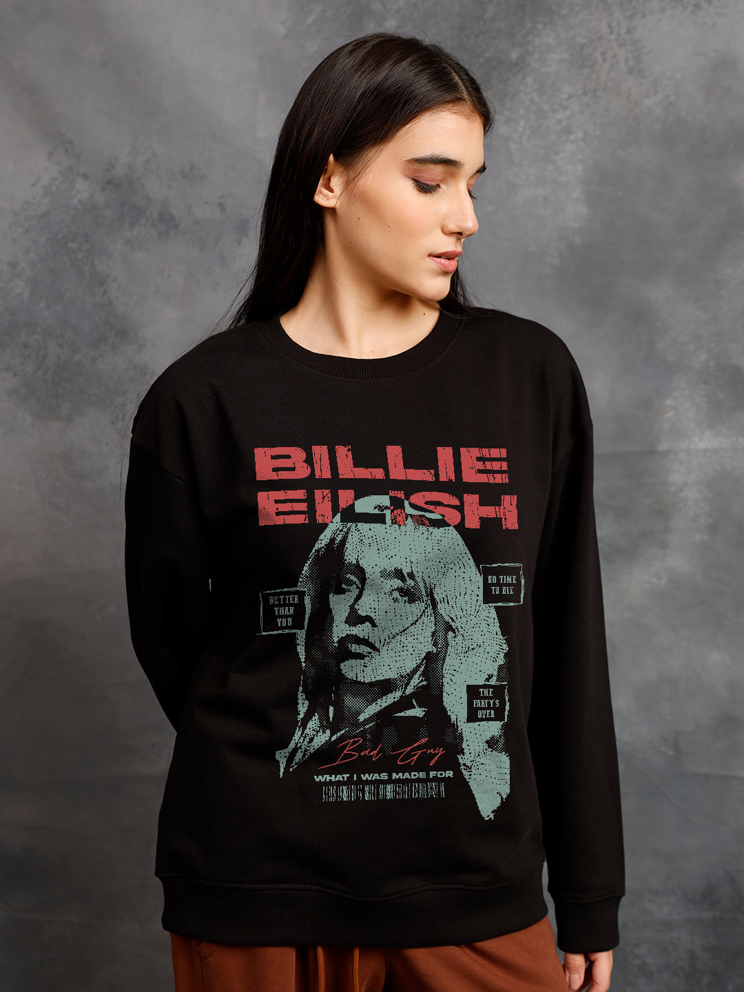 DARK AURA Women Drop Shoulder Premium Terry Sweatshirt