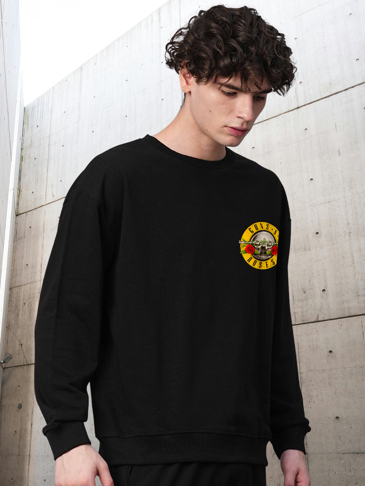 Guns and Roses Men Drop Shoulder Premium Terry Sweatshirt