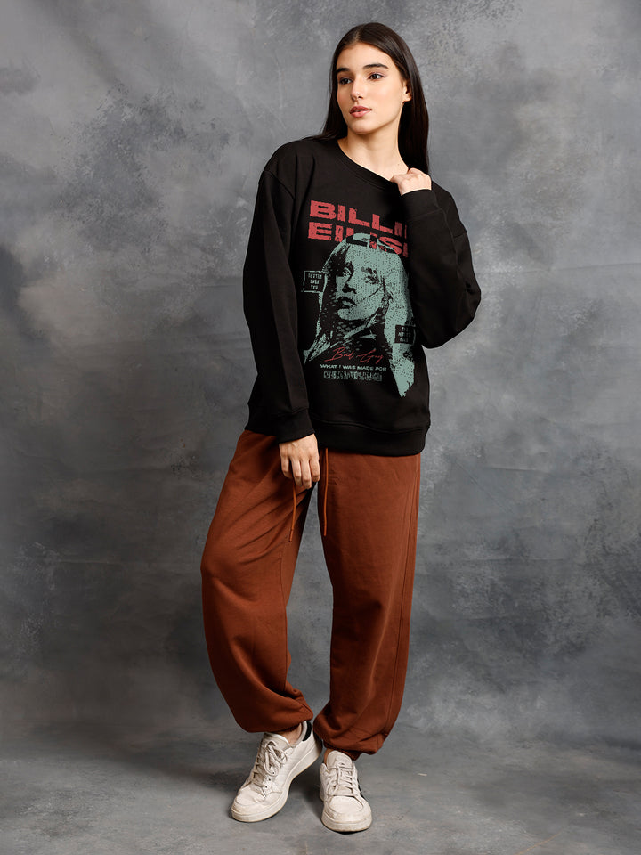 DARK AURA Women Drop Shoulder Premium Terry Sweatshirt