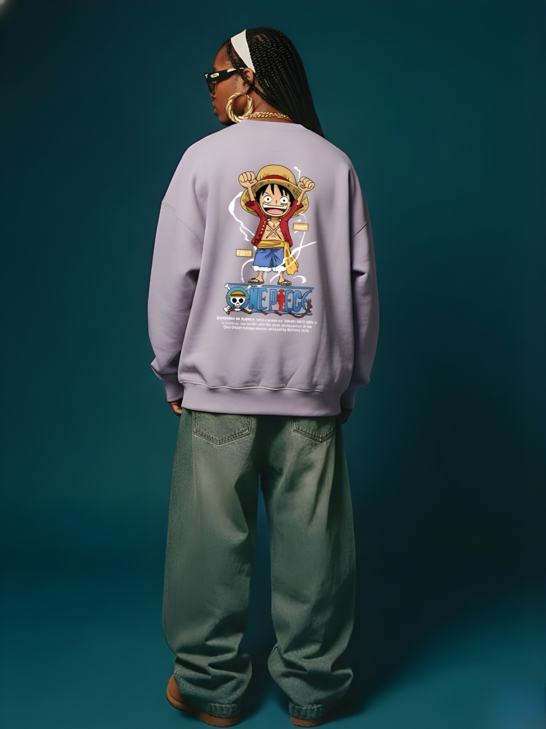 Luffy One Piece Women Drop Shoulder Sweatshirt | Pronk