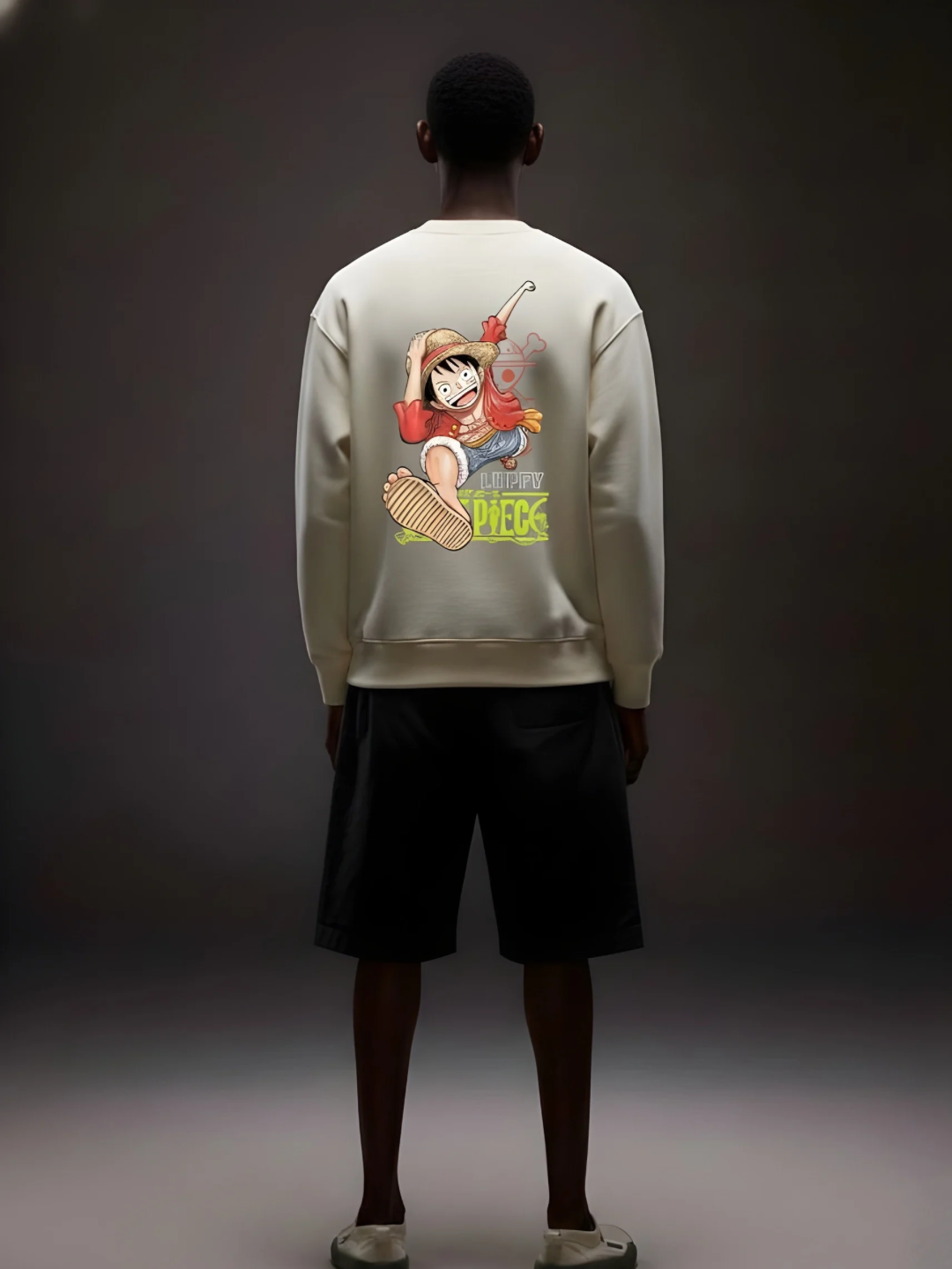 Run Luffy One Piece Men Drop Shoulder Premium Terry Sweatshirt