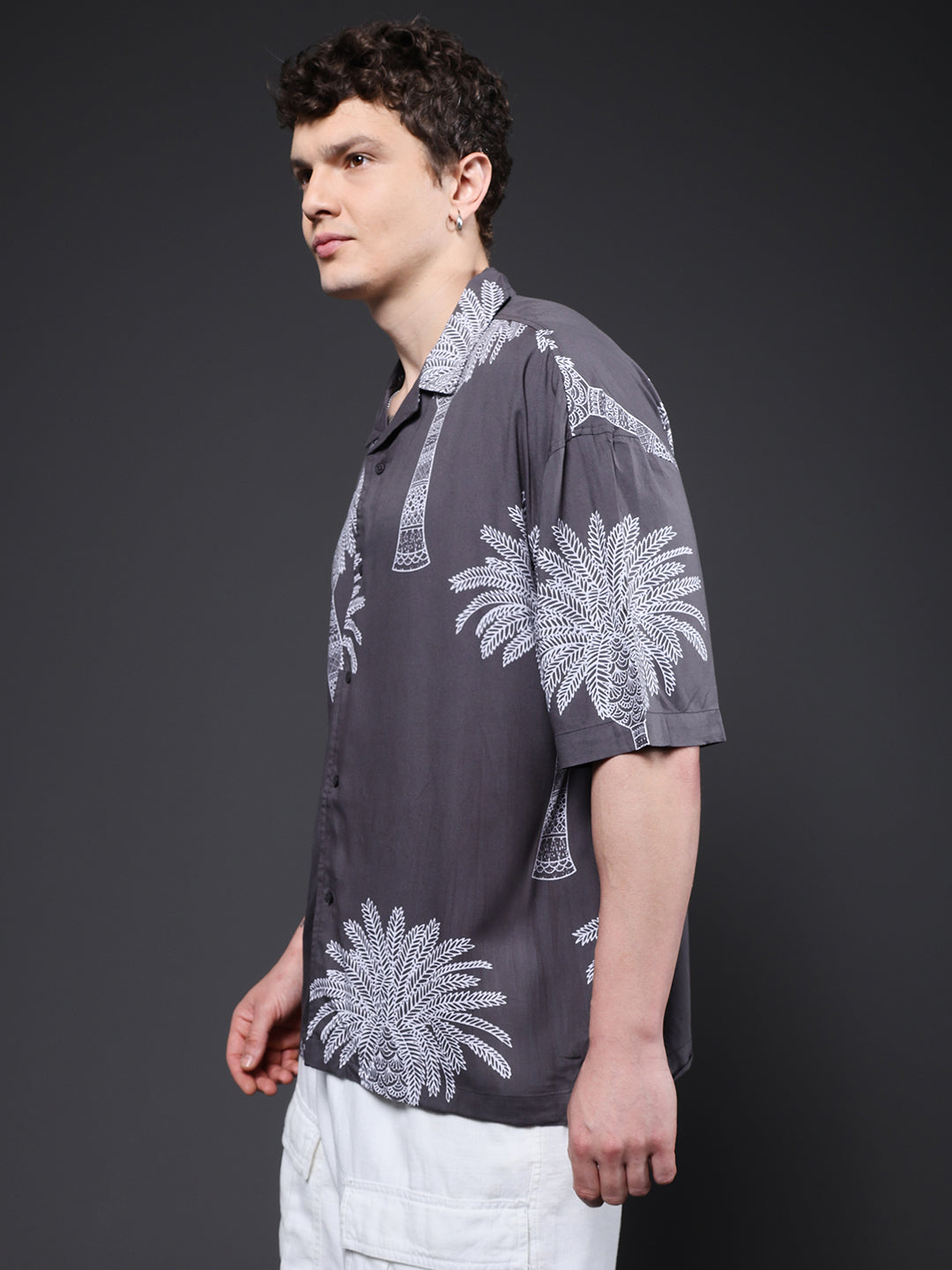 Mens Half Sleeve Casual Shirt  – Dark Grey