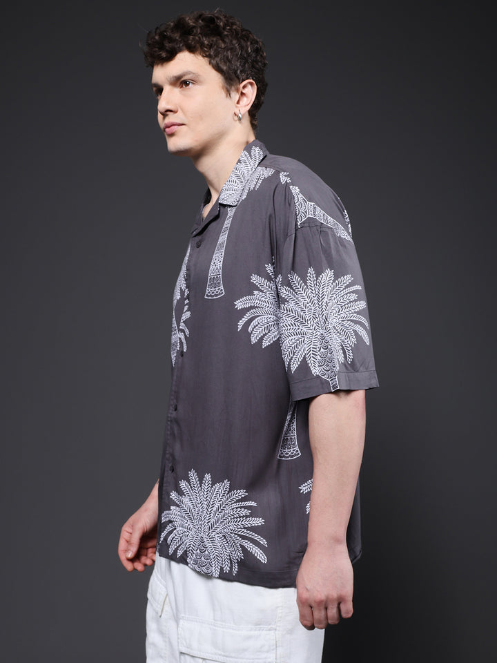 Mens Half Sleeve Casual Shirt  – Dark Grey