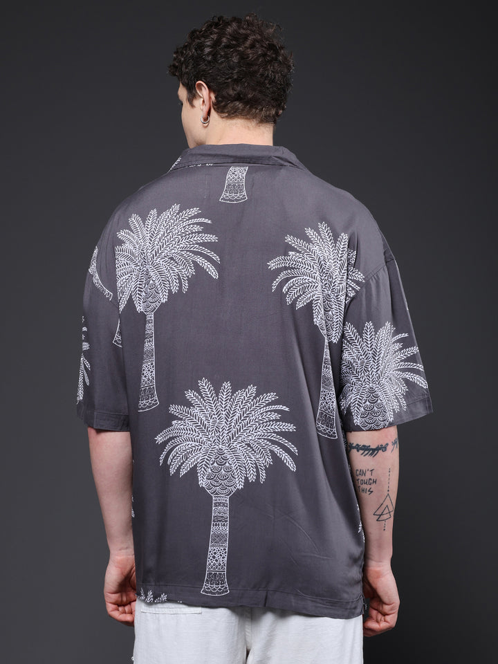 Mens Half Sleeve Casual Shirt  – Dark Grey