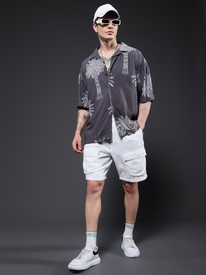 Mens Half Sleeve Casual Shirt  – Dark Grey