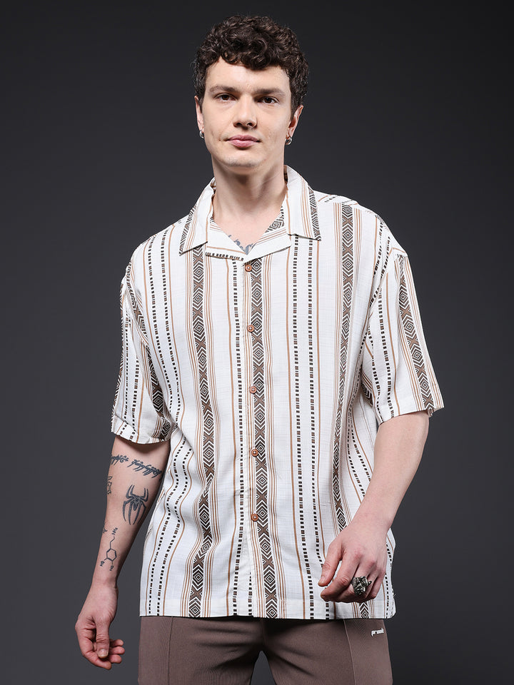 Mens Half Sleeve Casual Shirt  – White