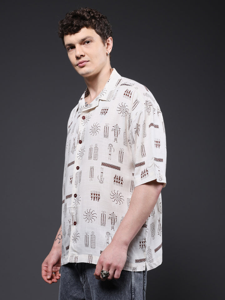 Mens Half Sleeve Casual Shirt  – Brown