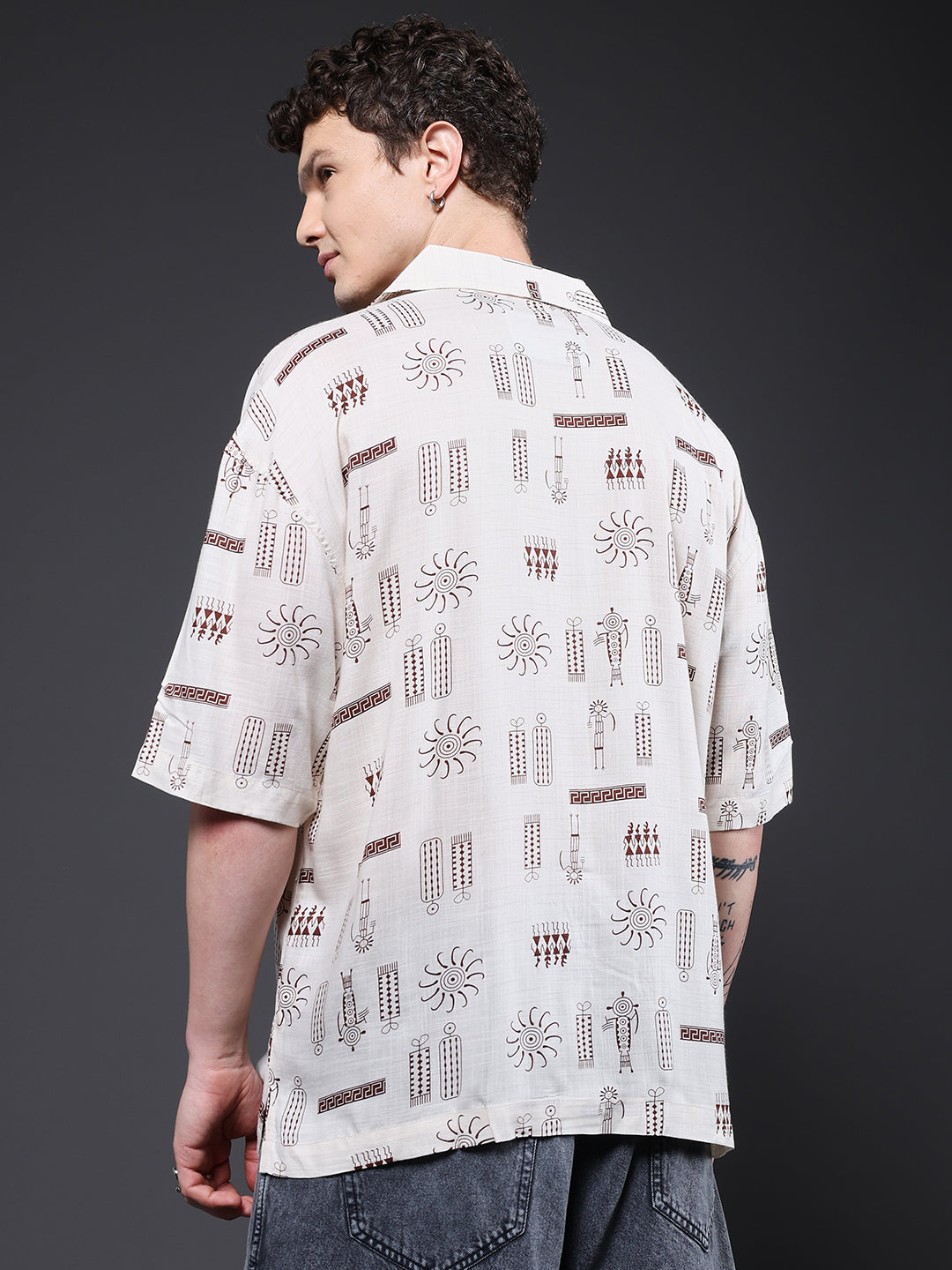 Mens Half Sleeve Casual Shirt  – Brown