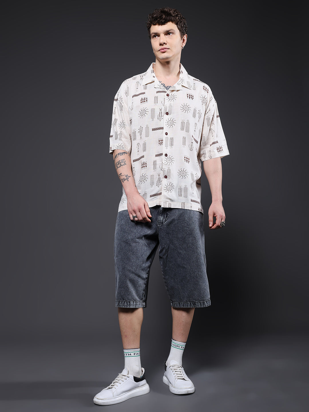 Mens Half Sleeve Casual Shirt  – Brown