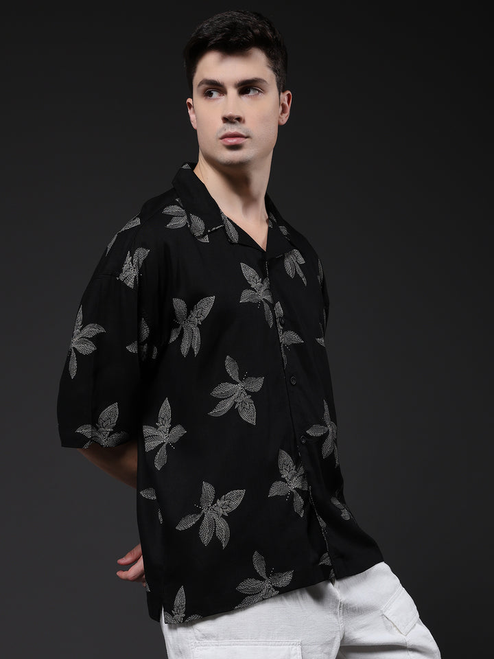 Mens Half Sleeve Casual Shirt  – Black