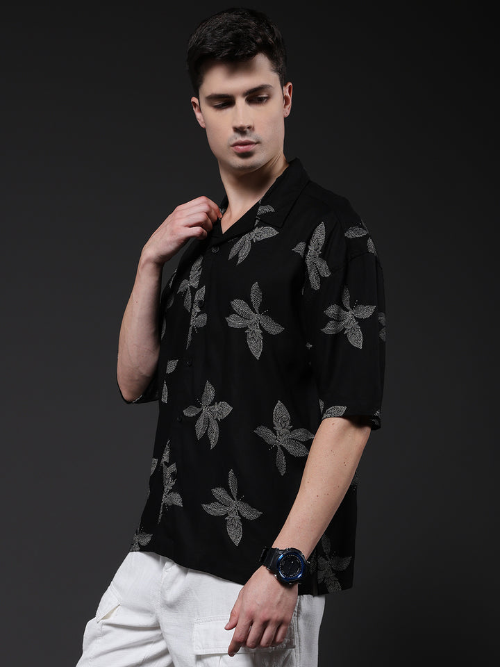 Mens Half Sleeve Casual Shirt  – Black
