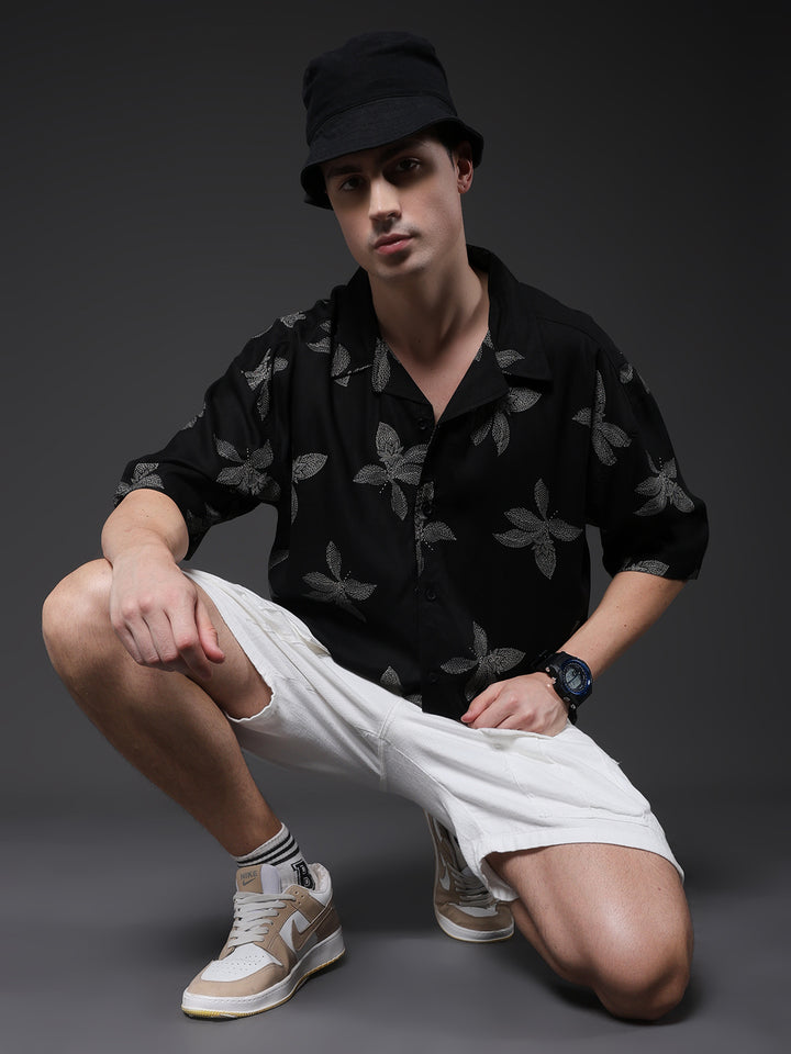 Mens Half Sleeve Casual Shirt  – Black