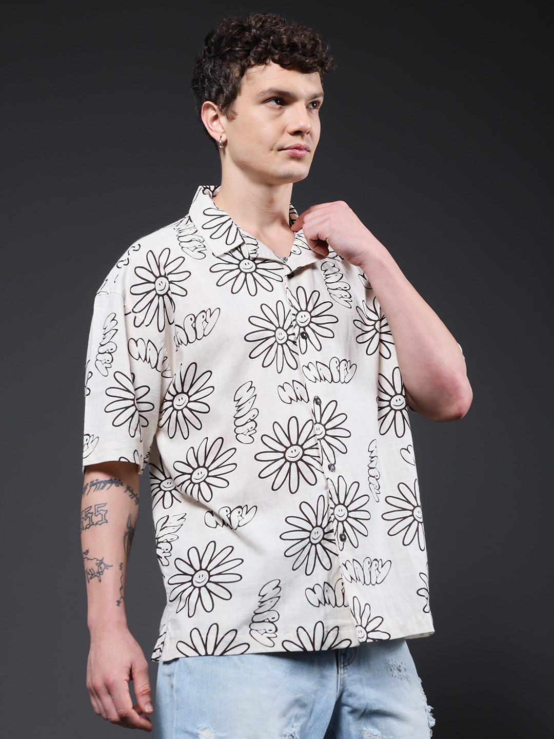 Mens Half Sleeve Casual Shirt  – Black