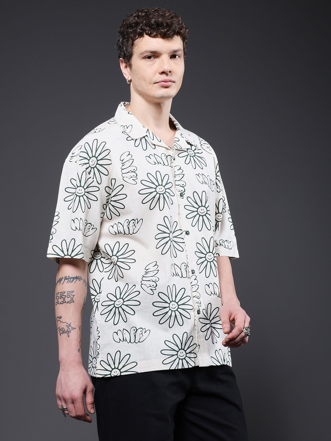 Mens Half Sleeve Casual Shirt  – Off White