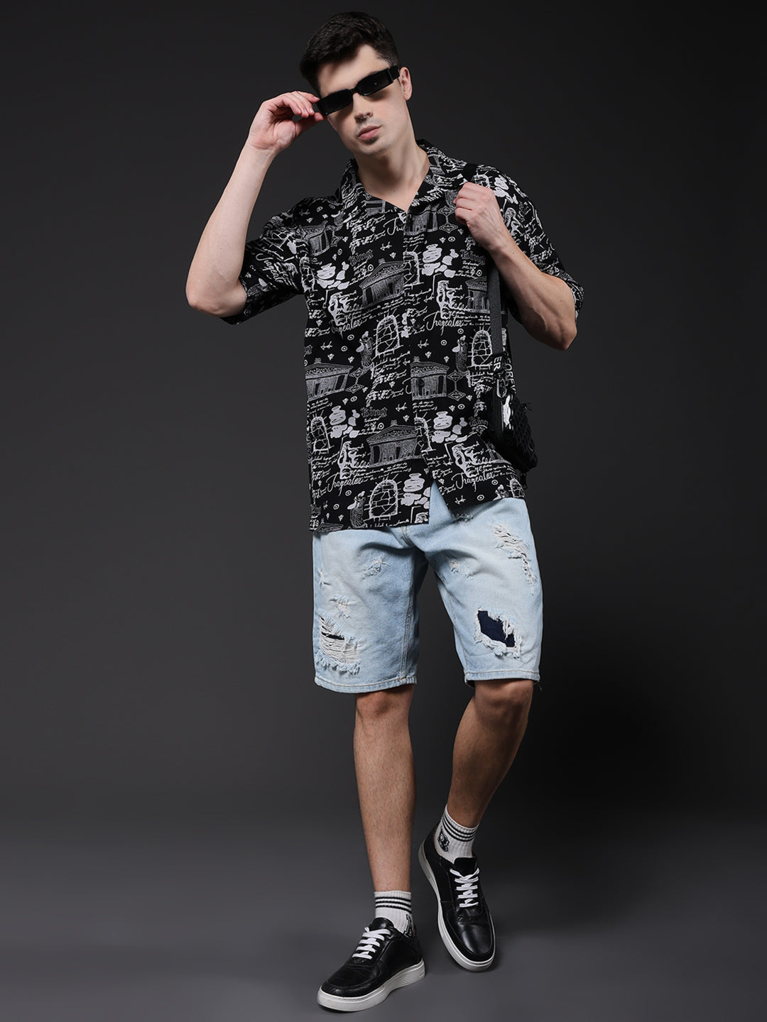 Mens Half Sleeve Casual Shirt  – Black