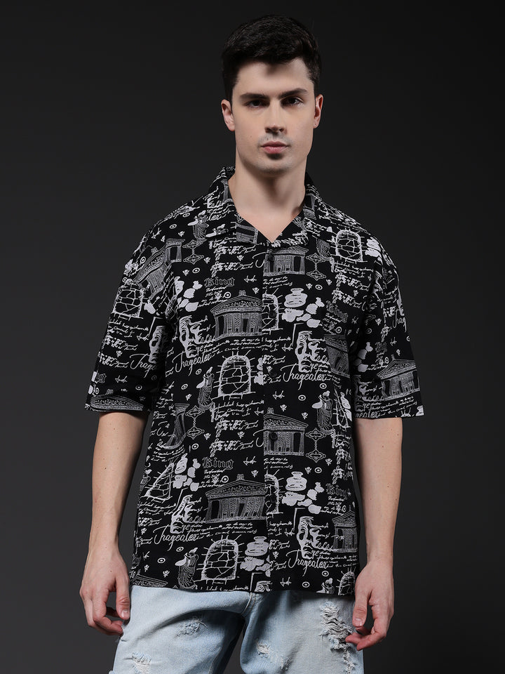 Mens Half Sleeve Casual Shirt  – Black