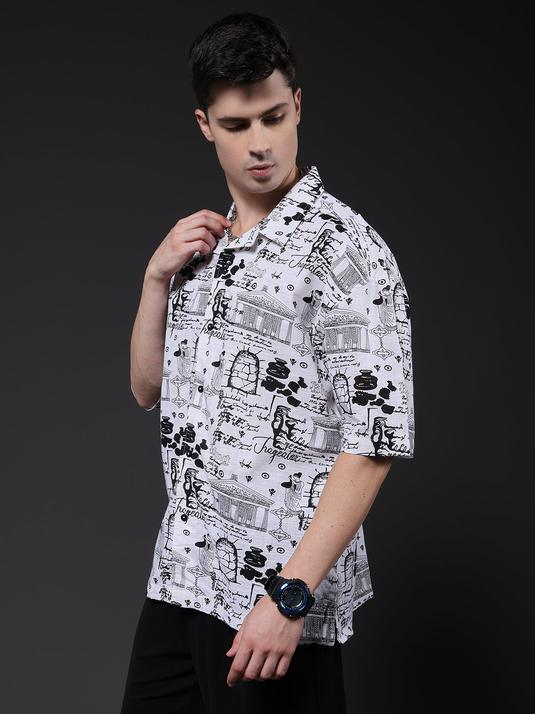 Mens Half Sleeve Casual Shirt  – White