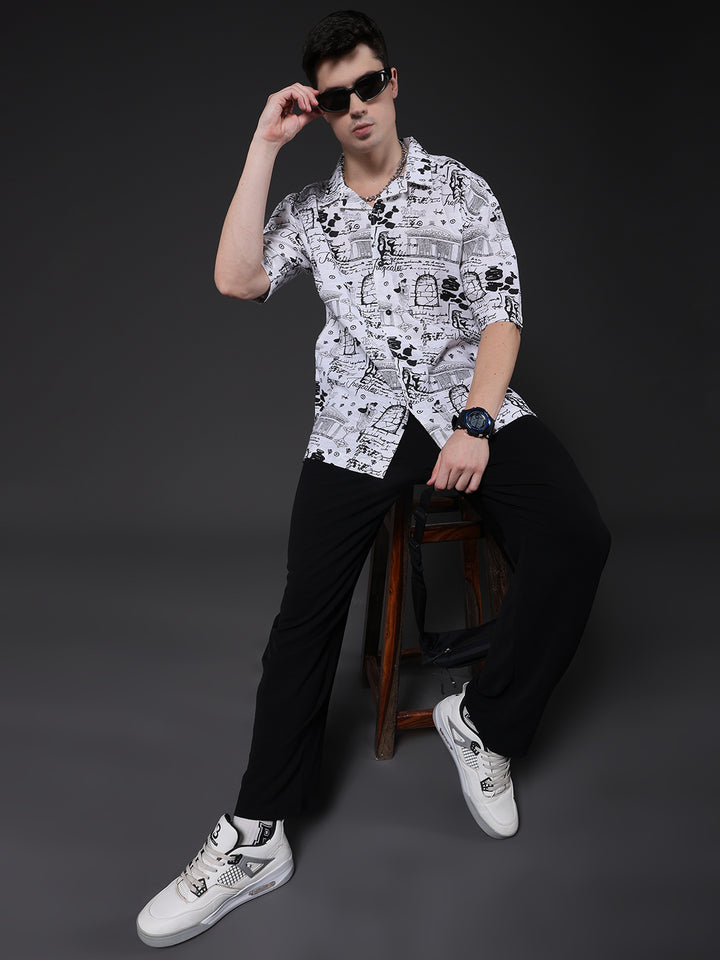 Mens Half Sleeve Casual Shirt  – White