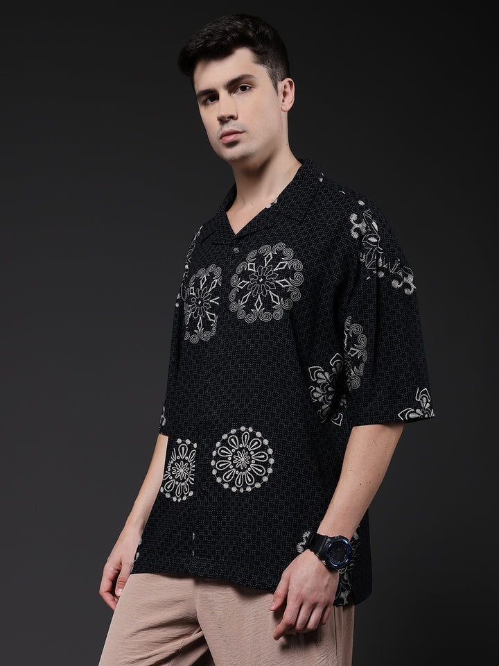 Mens Half Sleeve Casual Shirt  – Black