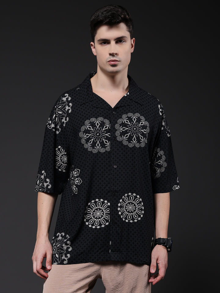 Mens Half Sleeve Casual Shirt  – Black