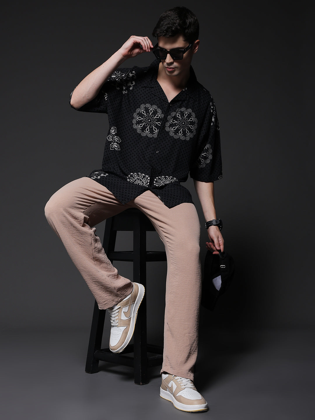 Mens Half Sleeve Casual Shirt  – Black