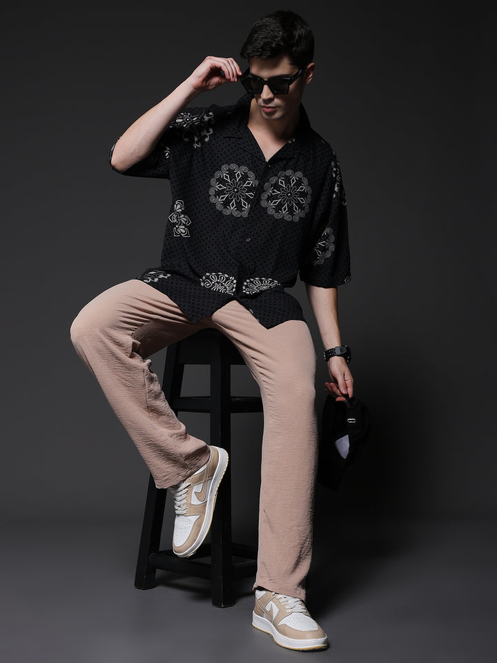 Mens Half Sleeve Casual Shirt  – Black