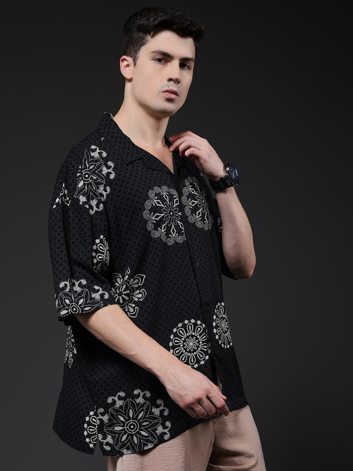 Mens Half Sleeve Casual Shirt  – Black