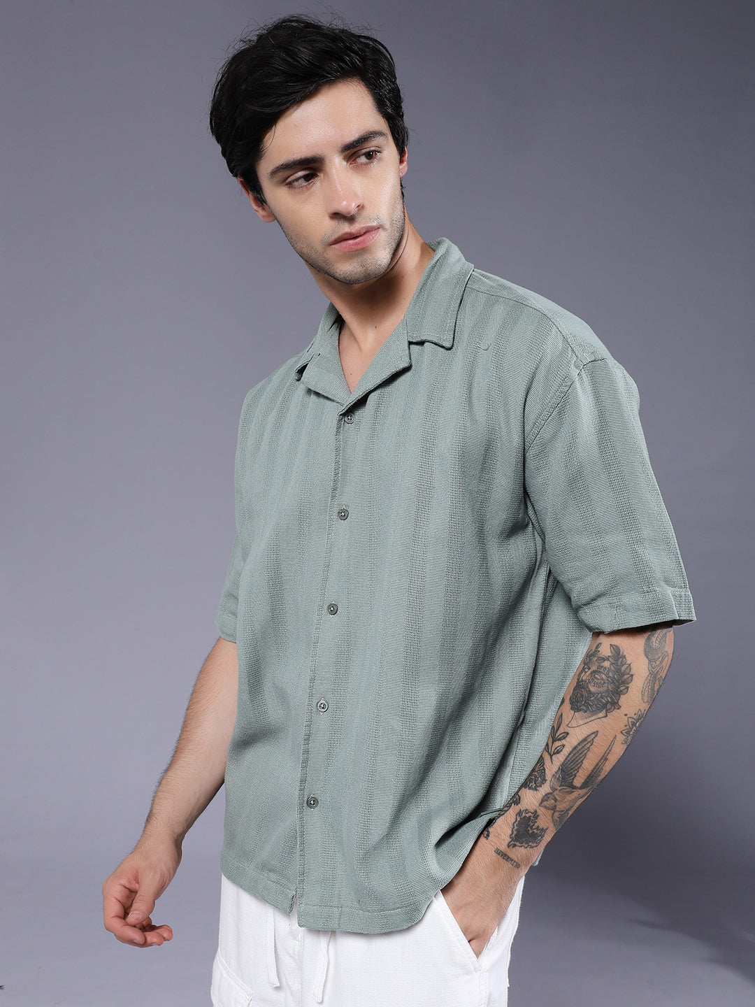 Mens Half Sleeve Casual Shirt  – Mint Green