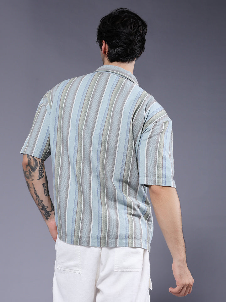Mens Half Sleeve Casual Shirt  – Sky