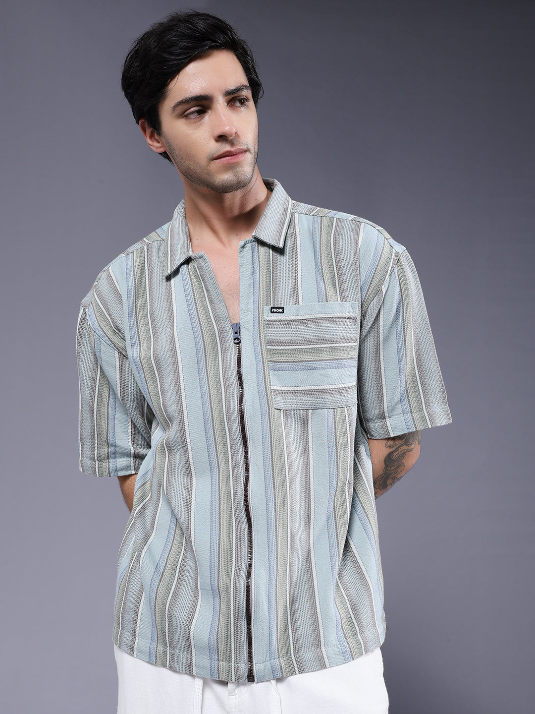 Mens Half Sleeve Casual Shirt  – Sky
