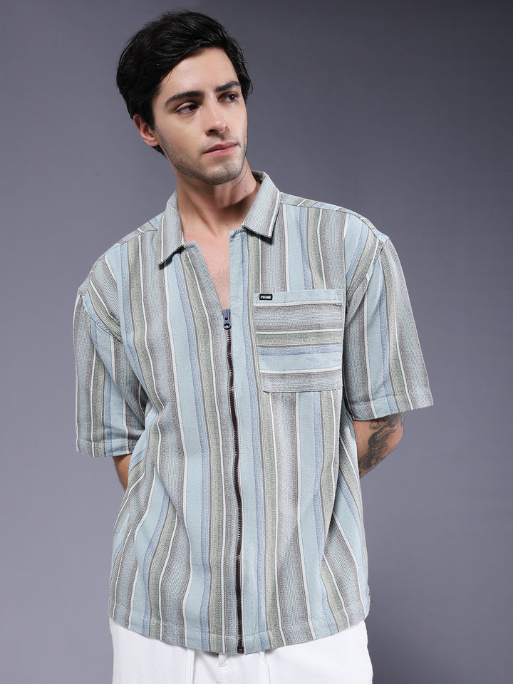 Mens Half Sleeve Casual Shirt  – Sky