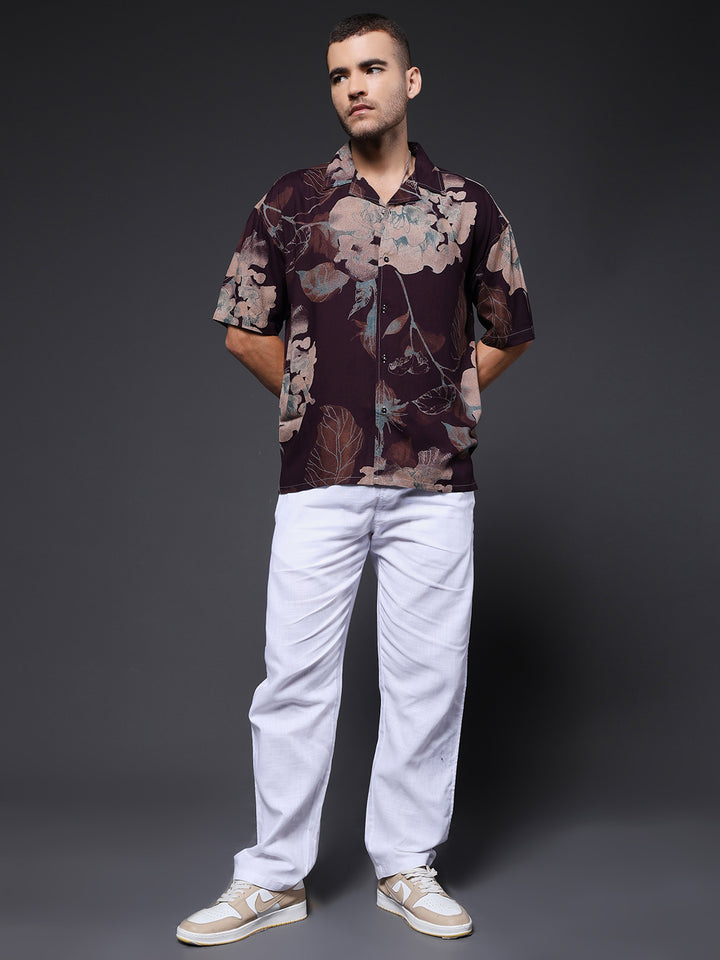 Mens Half Sleeve Casual Shirt  – Brown