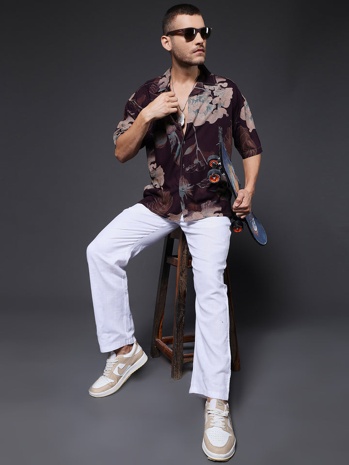 Mens Half Sleeve Casual Shirt  – Brown