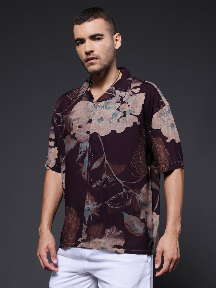 Mens Half Sleeve Casual Shirt  – Brown