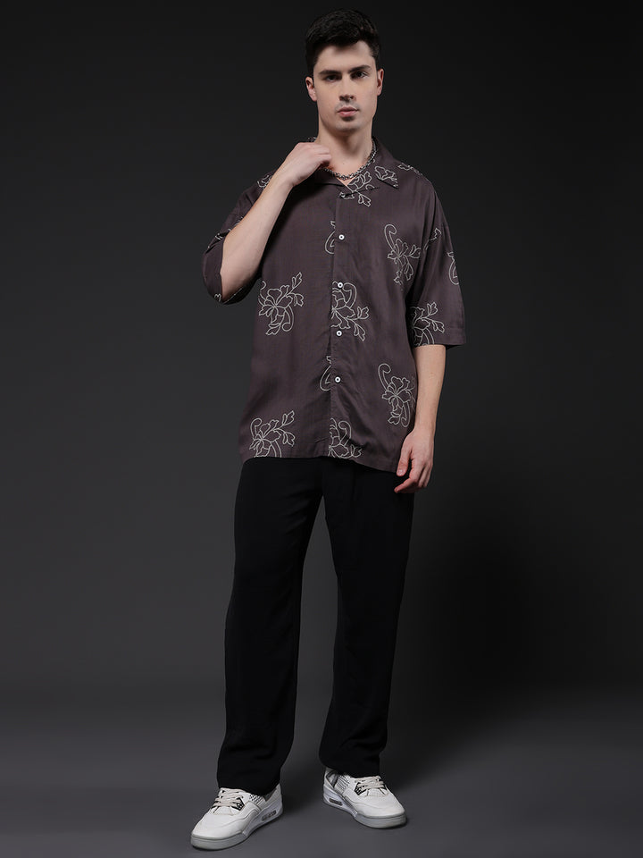 Mens Half Sleeve Casual Shirt  – Dark Grey