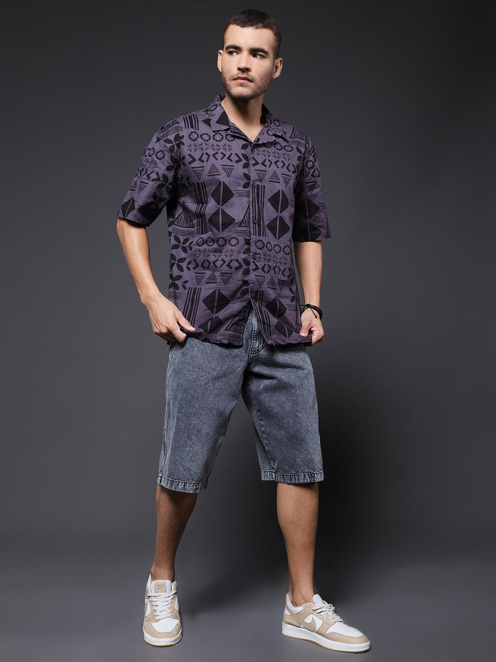 Mens Half Sleeve Casual Shirt  – Dark Grey