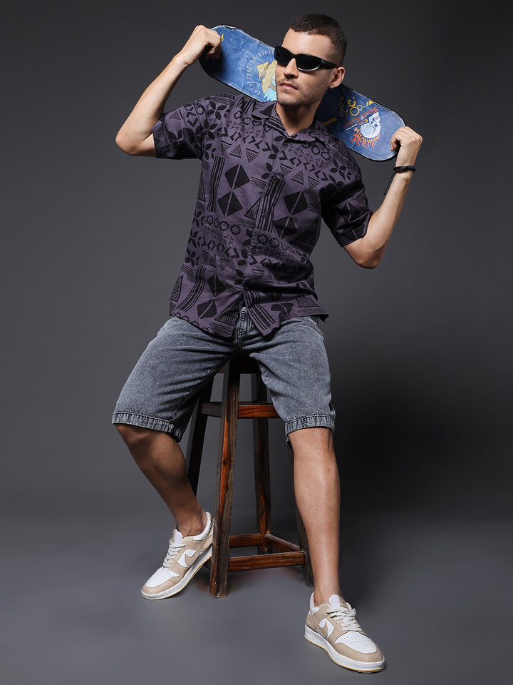 Mens Half Sleeve Casual Shirt  – Dark Grey