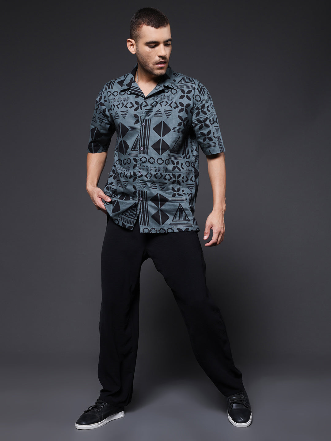 Mens Half Sleeve Casual Shirt  – Olive Green