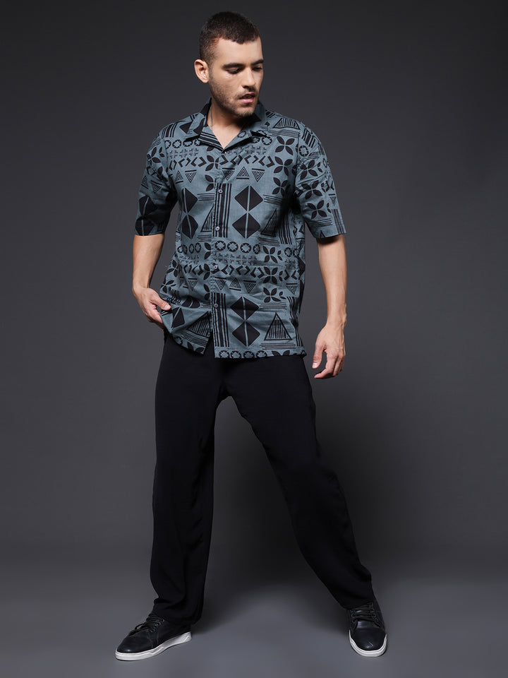 Mens Half Sleeve Casual Shirt  – Olive Green