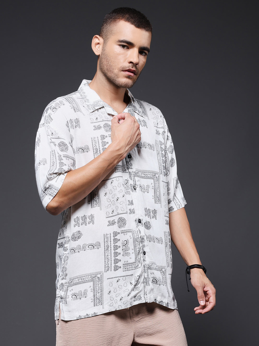 Mens Half Sleeve Casual Shirt  – Black