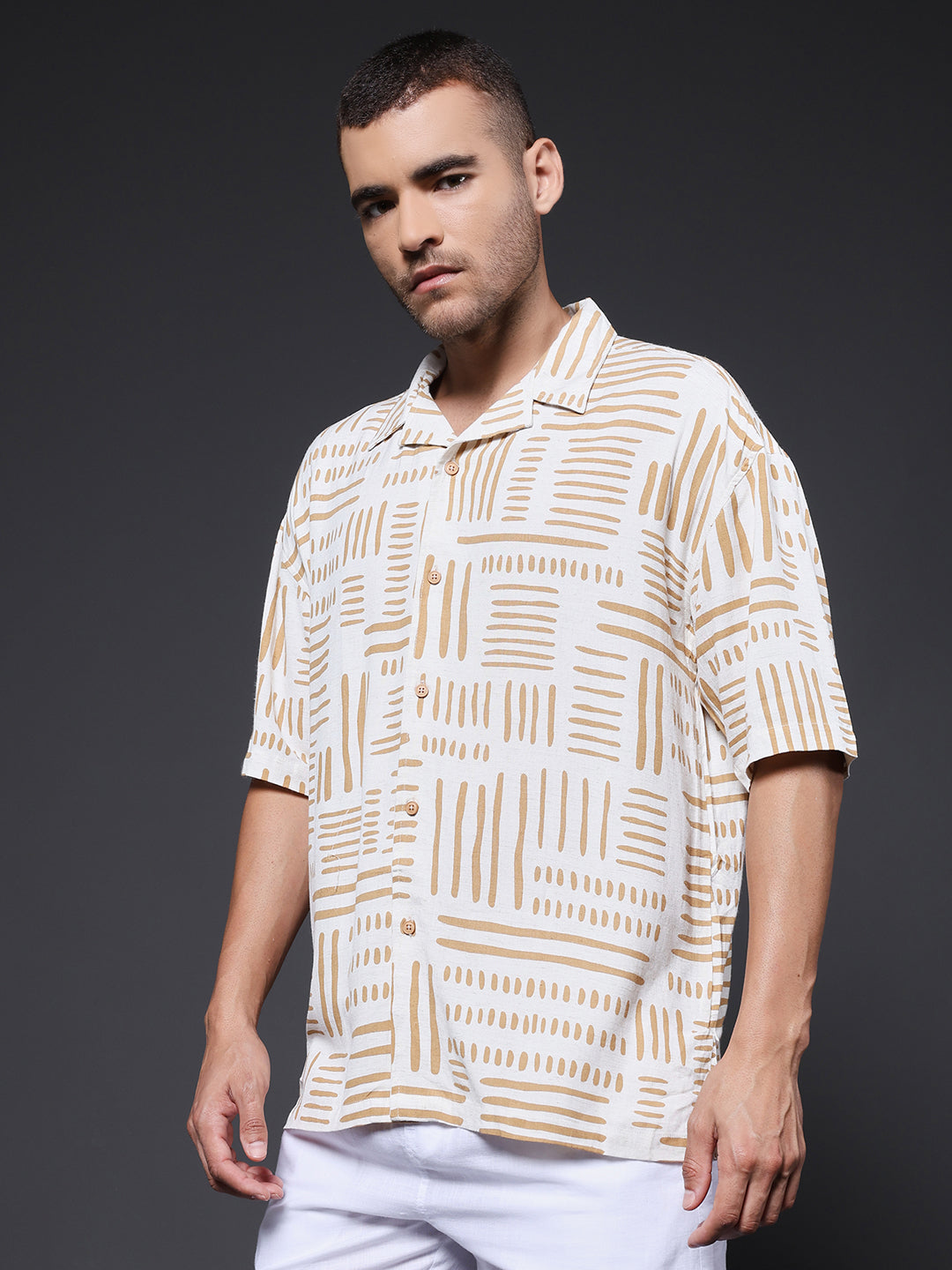 Mens Half Sleeve Casual Shirt  – Khaki