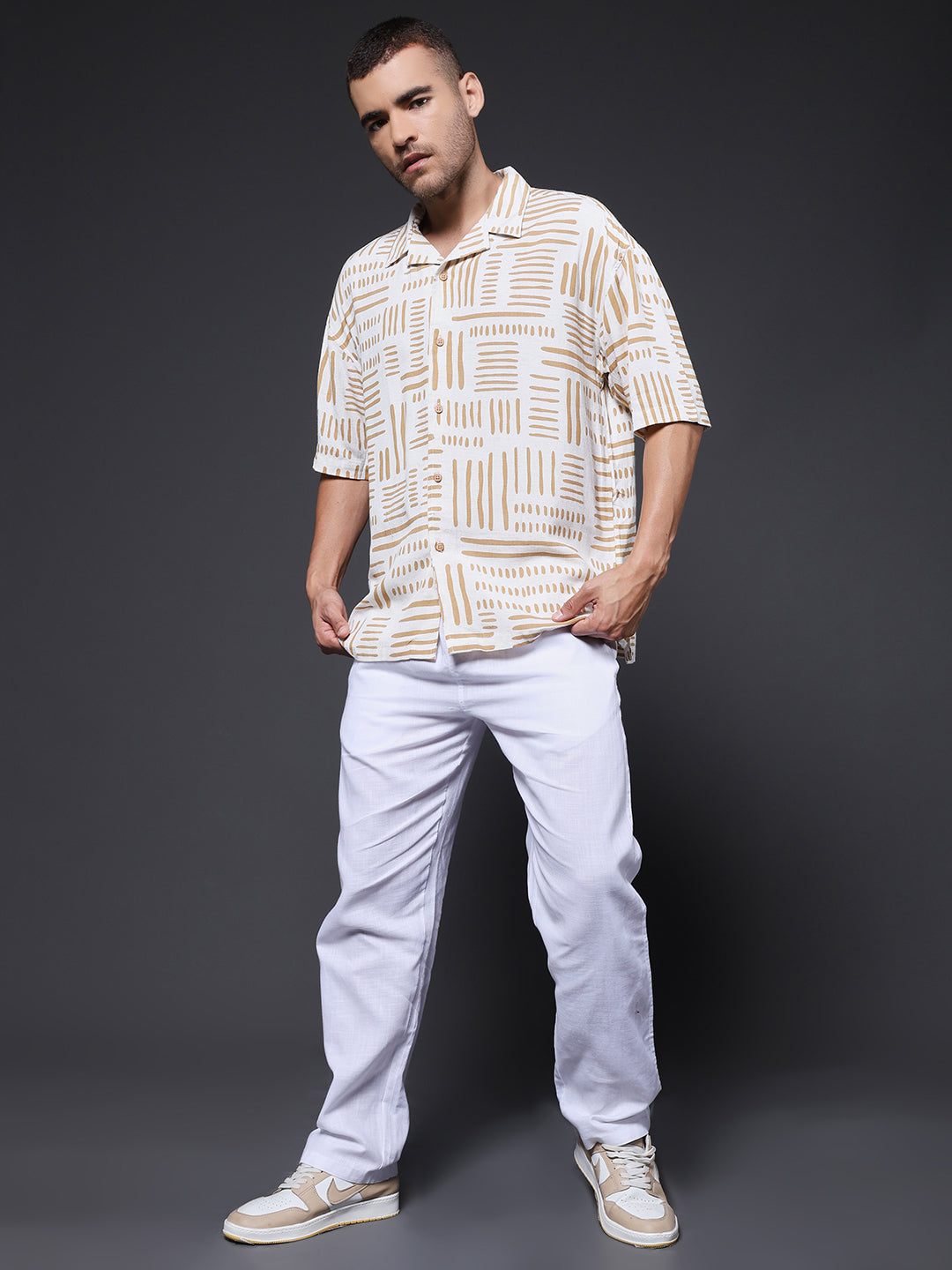 Mens Half Sleeve Casual Shirt  – Khaki