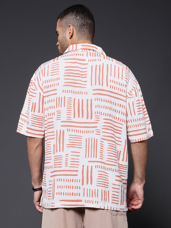 Mens Half Sleeve Casual Shirt  – Orange