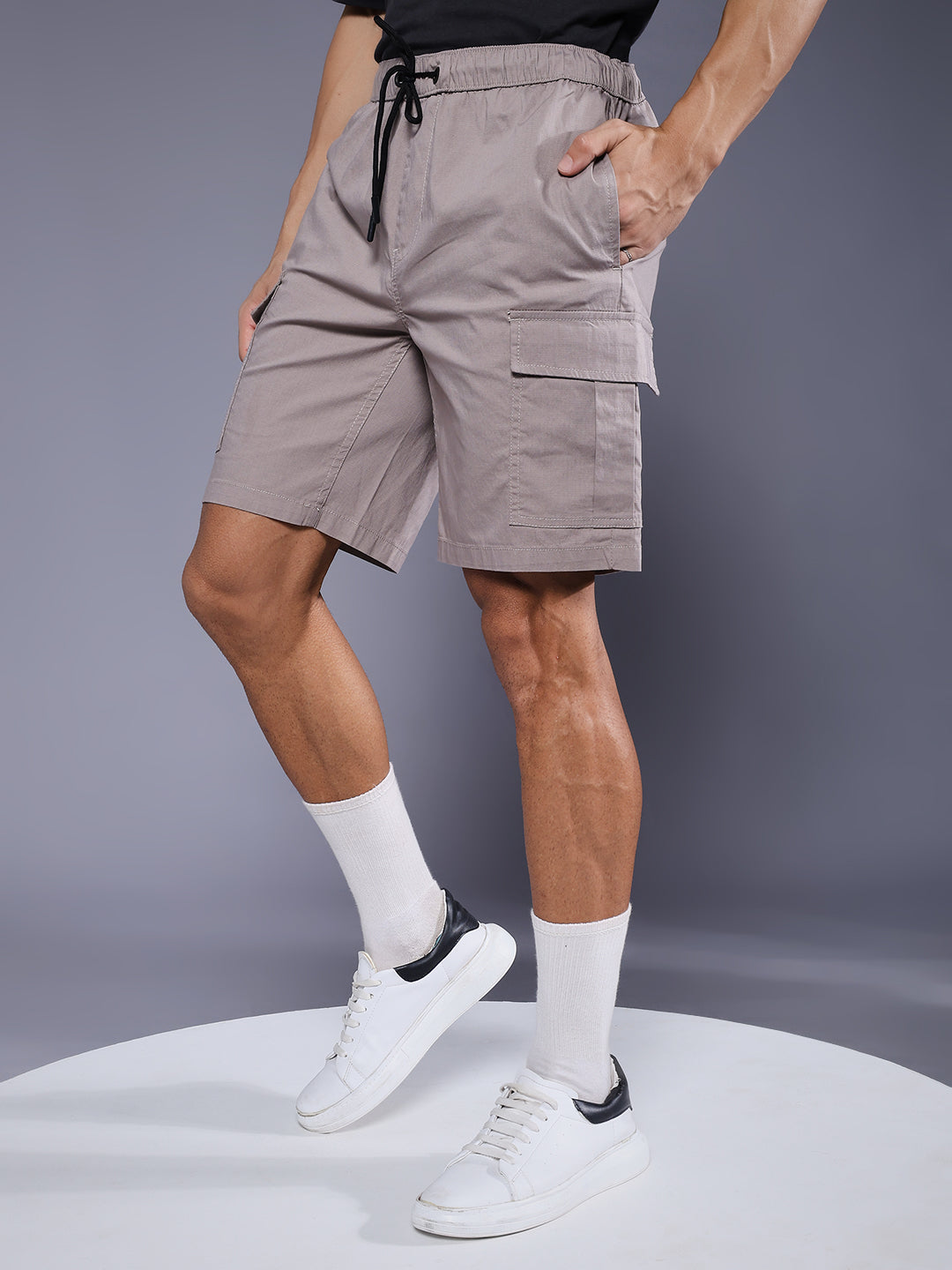 Mens Cotton Utility Shorts  – Ash Grey