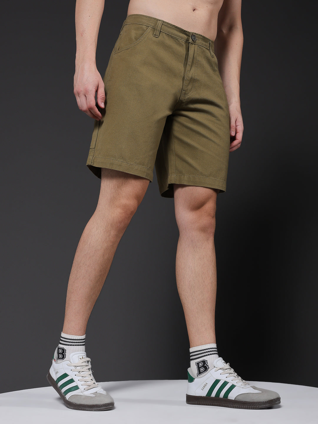 Mens Cotton Utility Shorts  – Olive
