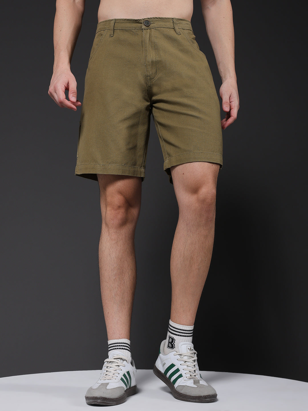Mens Cotton Utility Shorts  – Olive