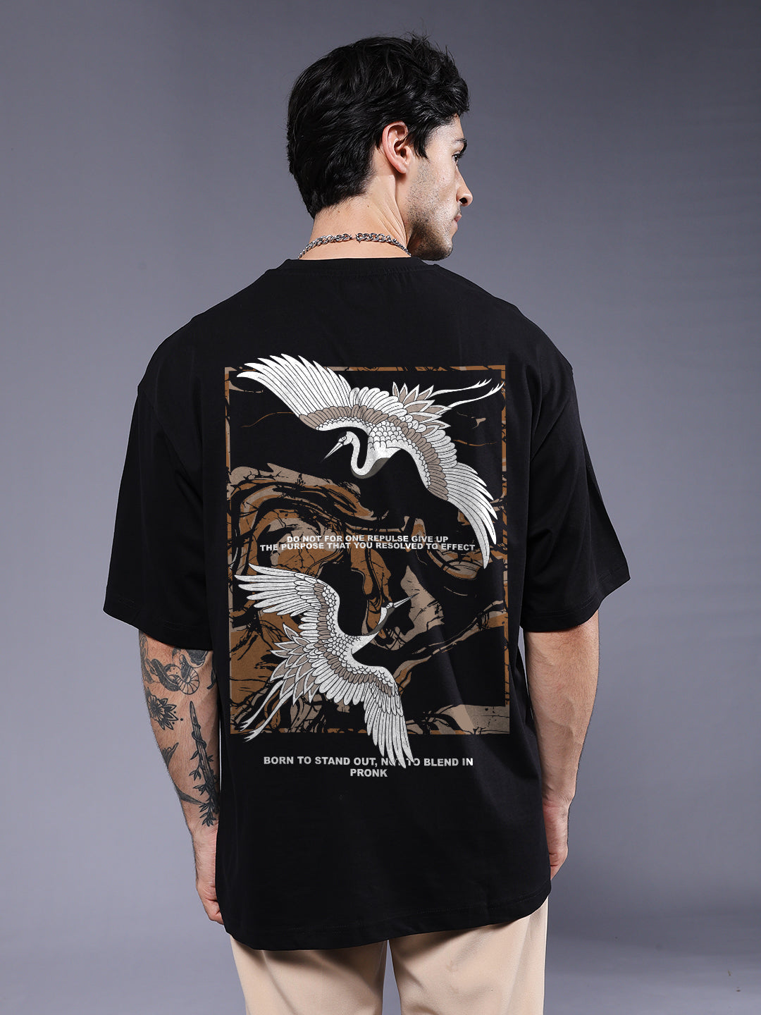 CONCRETE CRANES Men Oversized Terry Graphic T-Shirt