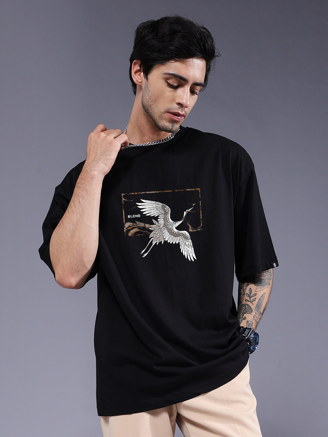 CONCRETE CRANES Men Oversized Terry Graphic T-Shirt
