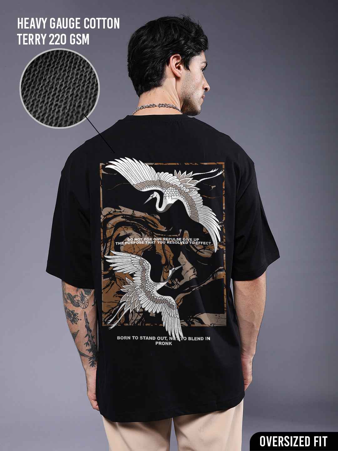CONCRETE CRANES Men Oversized Terry Graphic T-Shirt