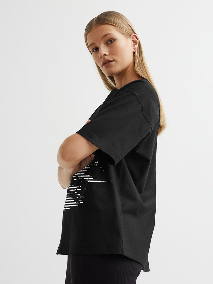 CRIMSON STATIC Women Terry Printed Oversized T-Shirt